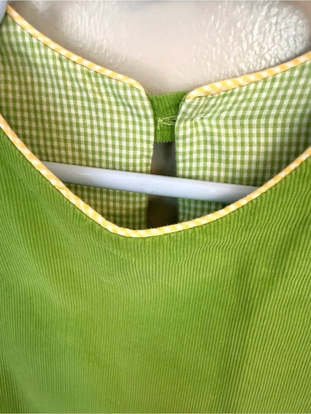 Mary James Girl’s 4T lime green A-line corduroy jumper dress apple worm school